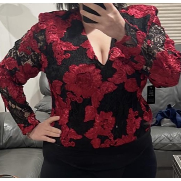 EXPRESS ~Lace Embroidered Thong Bodysuit (NWT) - Picture 5 of 16